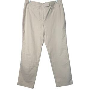 Talbots Petites Stretch Velvet Pants Women’s 14 Cream Flat Front Straight Leg